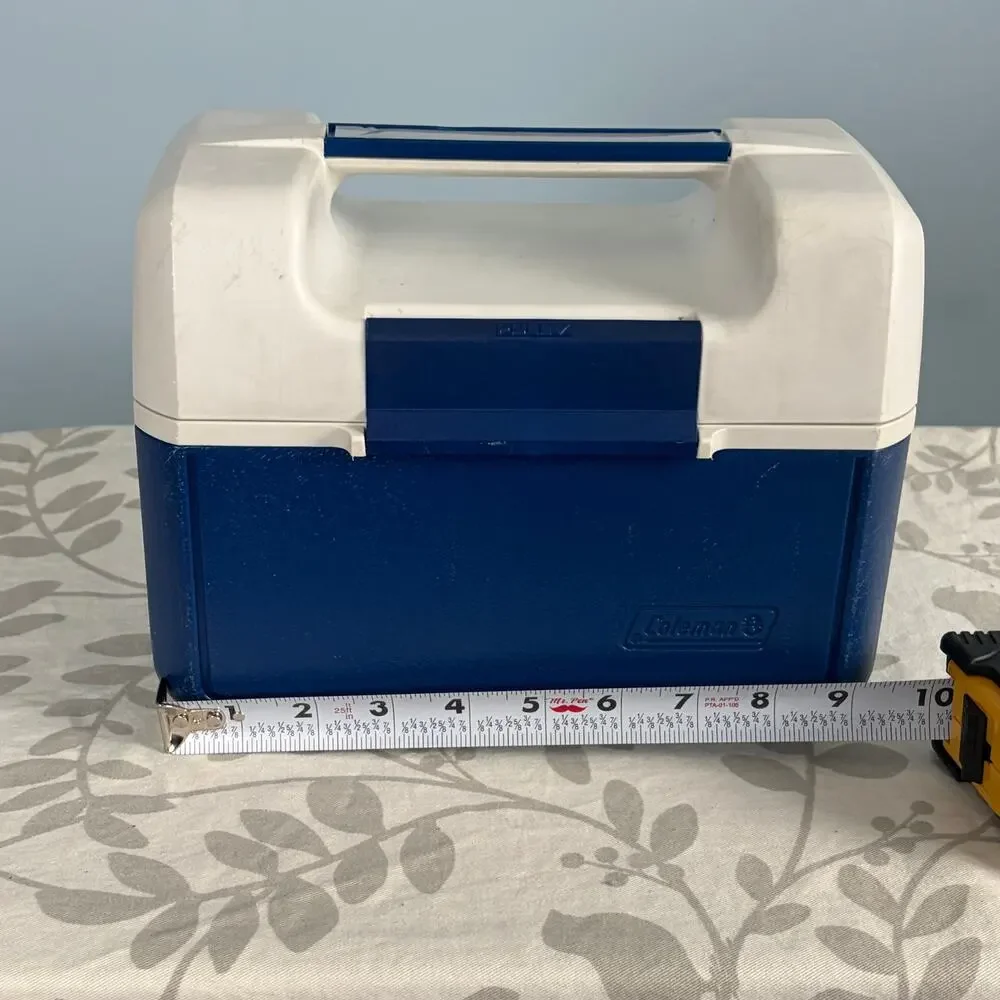 Vintage Coleman Insulated Lunch Box Cooler Blue White Model 903 USA
